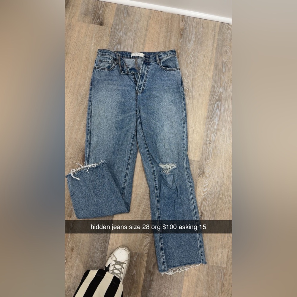 Hidden Jeans Women's Distressed Straight Leg Denim